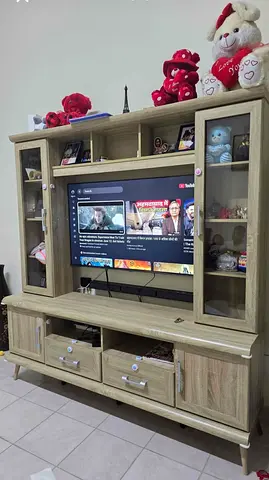 Wooden Entertainment Center / TV Unit - Light Oak, Good Condition
