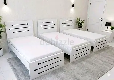 Set of 3 Single Wooden Beds with Headboards - White