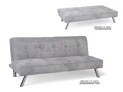 Convertible Grey Fabric Sofa Bed - Compact Futon