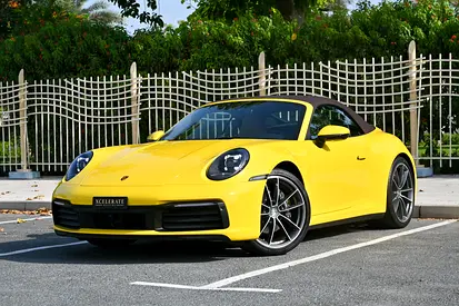 2024 Porsche 911 Carrera Cabriolet | Racing Yellow / Brown Roof | 379 HP | 989 KM | Porsche Warranty