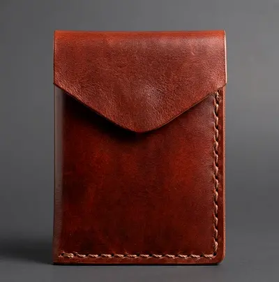Handmade Brown Leather Card Wallet — Slim Minimalist