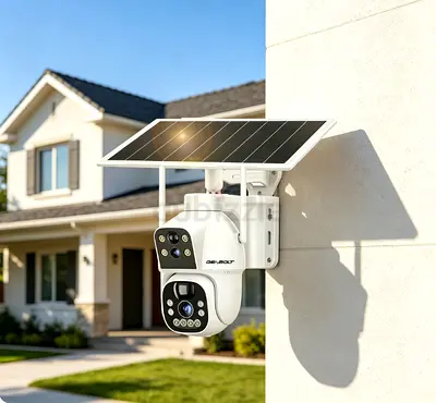 Solar-powered outdoor surveillance camera, rotatable