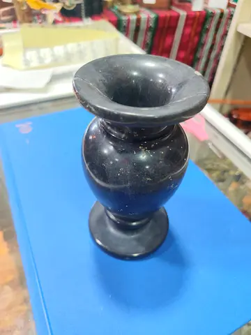 Small Vintage Black Stone Vase / Urn - Decorative Collectible 15cm tall