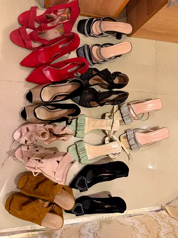 Lot of 12 Womens Heels and Sandals — Mixed Styles and Sizes, Good Used Condition
