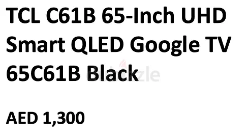 TCL C61B 65-Inch UHD Smart QLED Google TV 65C61B Black