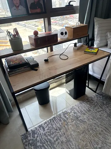 Wood and Metal Study Desk with Storage - excellent Condition