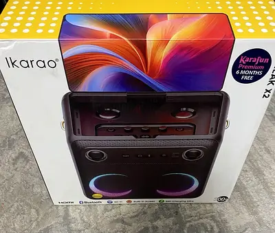 Ikarao Karaoke Machine with Lyrics Display, 32GB Tablet, 2 Mics, 300W Speaker