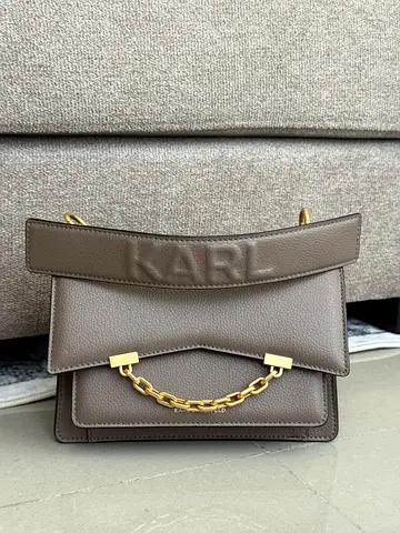 Karl Lagerfeld Grey Handbag with Gold Chain
