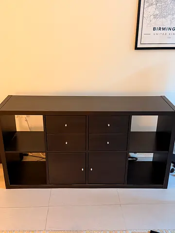 IKEA Kallax-style 8-cube Storage Shelf - Dark Brown