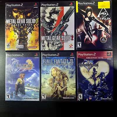 Lot of 6 PlayStation 2 Games — Metal Gear Solid (2  3), Final Fantasy X  XII, Kingdom Hearts