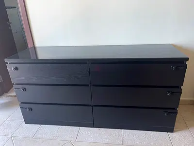 IKEA 6 drawer chest of draws with glass top