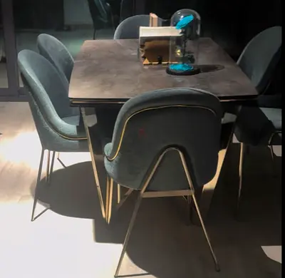 Modern 4-Seater Dining Set with Velvet Chairs