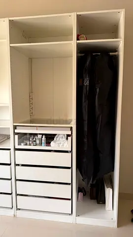 IKEA PAX-style White Wardrobe Unit with Drawers and Hanging Space