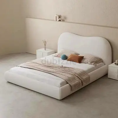 Modern Upholstered Bed Frame with Curved Headboard