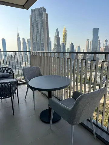 Modern Outdoor Bistro Set with 2 Grey Chairs and Round Table