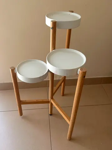 Wood and White 3-Tier Plant Stand / Side Table