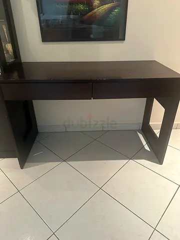 Dark Wood Study Desk with Drawer - Good Condition
