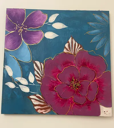 Hand-painted Floral Canvas Artwork Painting