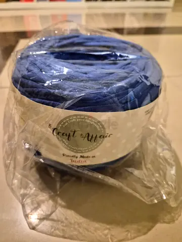 Brand new blue crochet t-shirt yarn skein - unopened