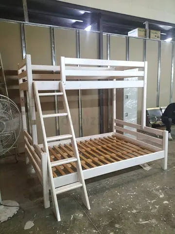 White Wooden Bunk Bed (Double on Bottom)