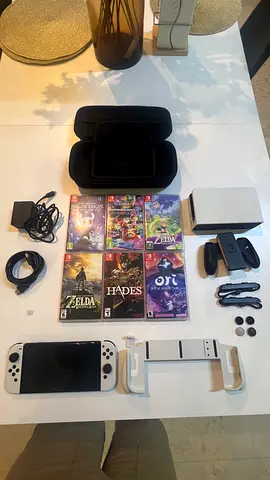 Nintendo Switch OLED White Bundle with Games and Accessories