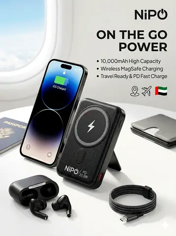 NiPO 10000mAh Magnetic Wireless Power Bank with Built-in Stand