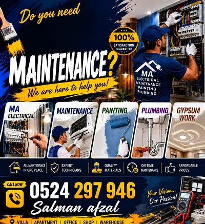 MA Electrical, Maintenance, Painting  Plumbing Services - Call 0524 297 946