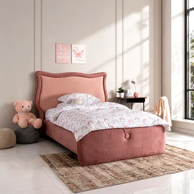 Cat headboard pink velvet single bed