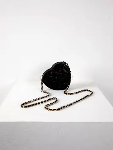 Authentic Chanel Black Heart Bag in Small Size