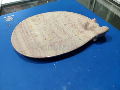 Small Stone Marble Decorative Tray with hippo design - 15cm