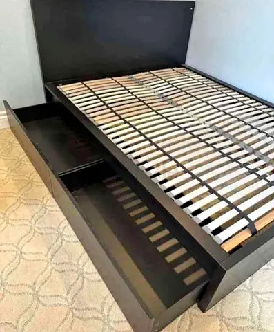 Malam double size bed 140/200cm bed with 2 storage drawers underneath and Ikea mattress is available