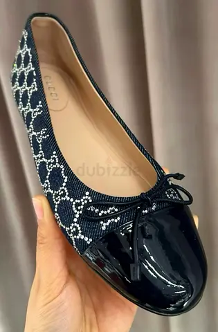 Gucci GG Crystal Ballets Flats in Denim Size 36