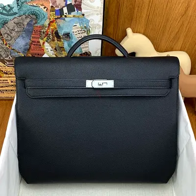 Hermes Kelly Depeches 36 Briefcase in Black Clemence Leather