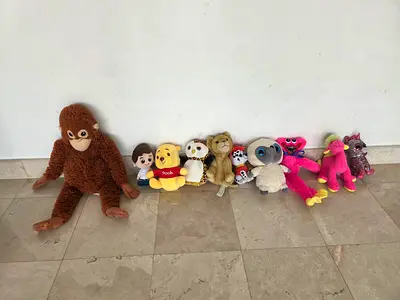Assorted plush stuffed toys — small collection, good condition