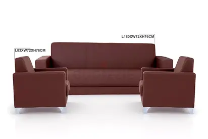 Brown 3-Seater Sofa with Two Armchairs - Modern Office/Lounge Set