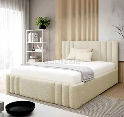 Modern Cream Fabric Upholstered Bed Frame
