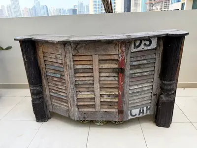 Antique Reclaimed Wood Console Bar Counter