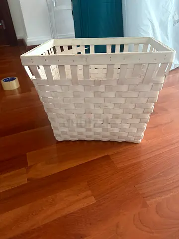 White Woven Storage Basket - Small to Medium Size