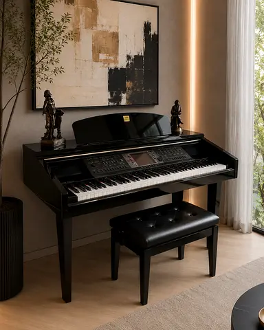 Yamaha Clavinova Digital Piano in Gloss Black with Bench