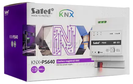 SATEL KNX-PS640 power supply unit enables the KNX bus to be supplied with system voltage (SELV)