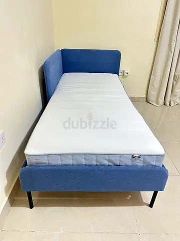IKEA single blue day bed with mattress - good condition 90cm x 200cm