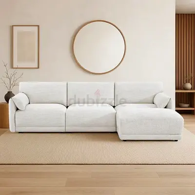 Modern White L-Shaped Sectional Sofa