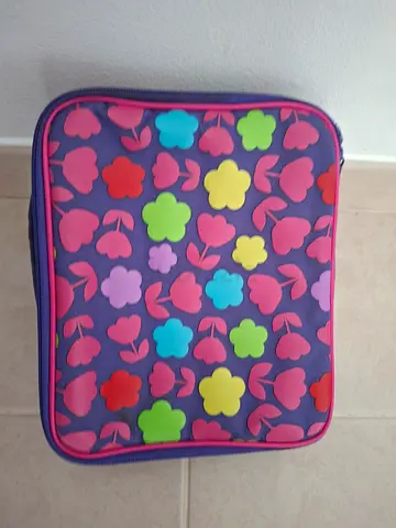 Kids insulated lunch bag with colorful floral pattern