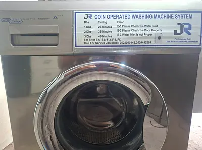 Coin-operated commercial front-load washing machine - stainless steel
