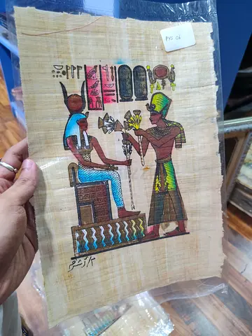 Hand-painted Egyptian Papyrus Artwork — Pharaoah Scene 31*21cm