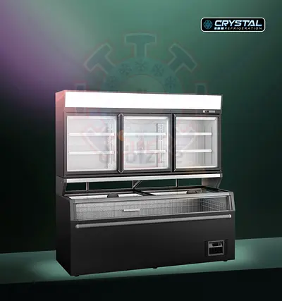 Combi Freezer Commercial Glass Door Display Refrigerator - Crystal Refrigeration