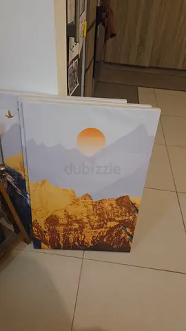 Set of framed mountain landscape canvas prints - like new