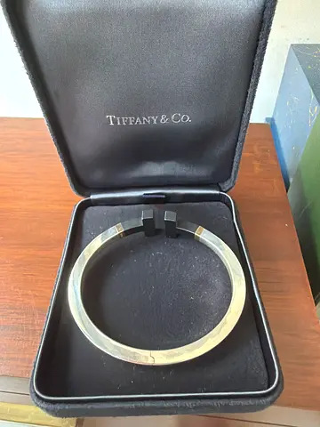 Tiffany and Co Silver and Black Enamel Bangle