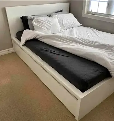 IKEA White MALM Queen Storage Bed with IKEA Mattress 160 x 200 cm