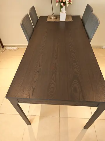 Dark Wood 6-Seater Dining Table with Chairs - Good Condition